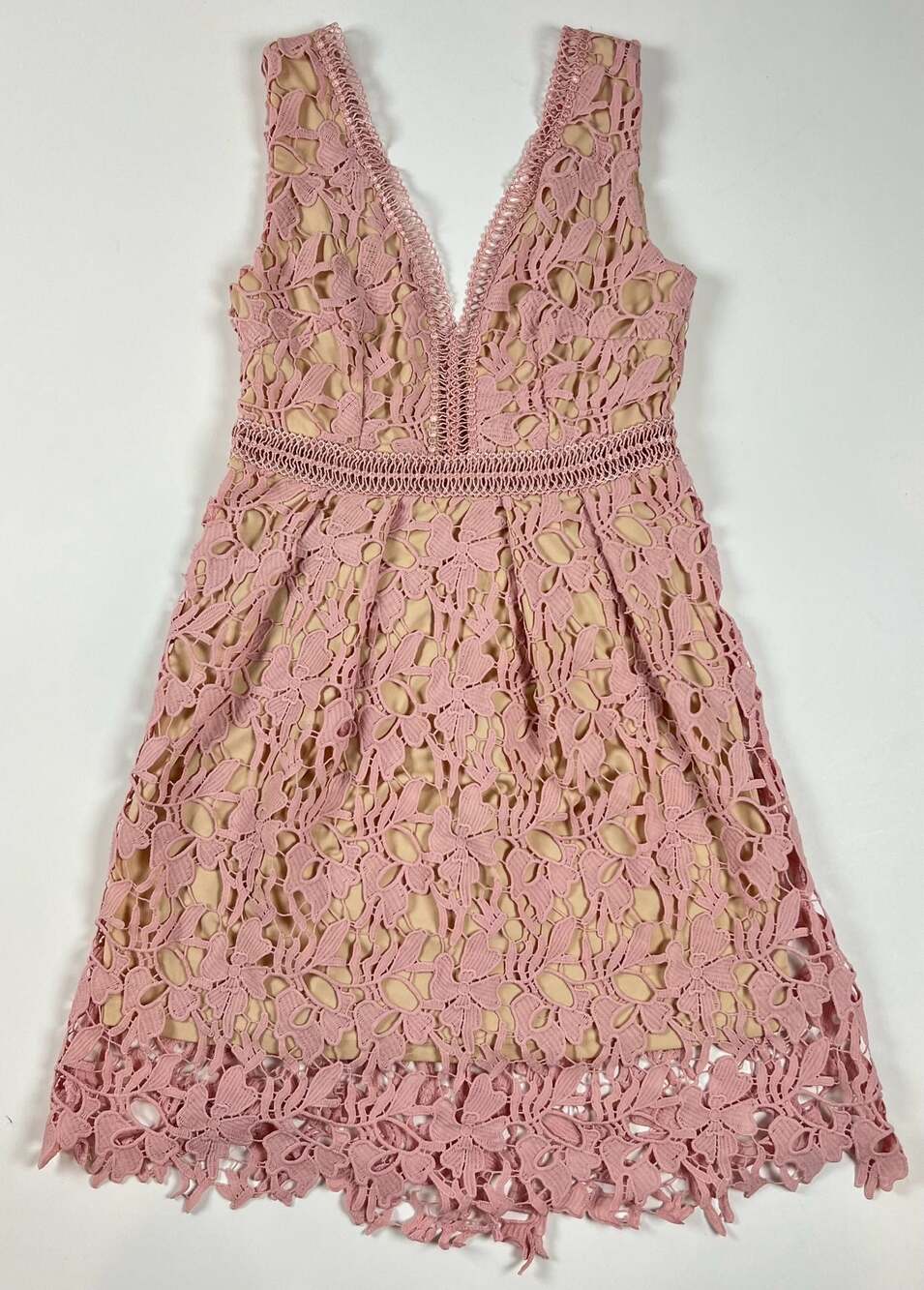 Romeo & Juliet Couture Rose Pink Floral Lace Sleeveless Mini Dress Size M